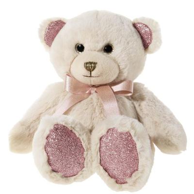 BÄR PEARLIE Taupie mit Rosa-Schleife klein