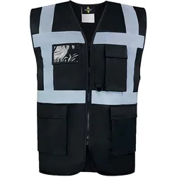Korntex, Warnweste, Warnweste Multifunktional Hamburg Schwarz mit 360° Sicherheit 5XL EN ISO 17353  KXCMF (5XL)
