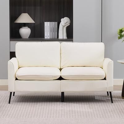 GDFStudio Thalassa Cat-Paw Faux Leather Upholstered Loveseat with Cute Silhouette Nordic Retro Design