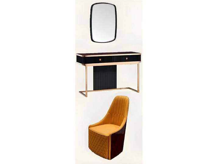 JVmoebel Schminktisch Eleganter Schminktisch mit Spiegel und bequemen Stuhl in Weiß (3tlg.Set (Schminktisch + Stuhl + Spiegel), Made in Europa