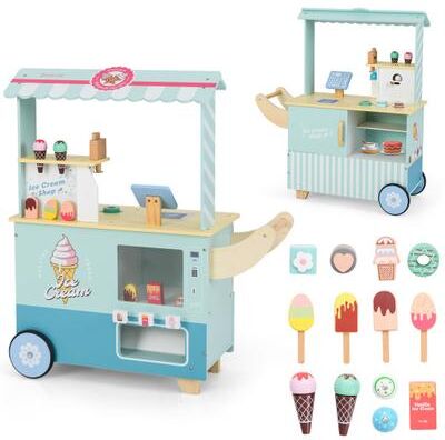 Costway Kids Ice Cream Truck Pretend Play Set for Toddlers with Vending Machine-Green