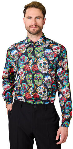 Hemd "Dia de los Muertos", schwarz/bunt