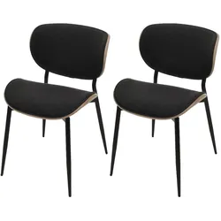 Décoshop26 - Set aus 2 modernen und zeitlosen Esszimmerstühlen naturbelassenes Bugholz dunkelgrauer Stoff 04_0009499