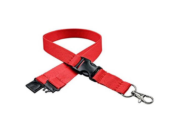 linie zwo ®, 100er Pack Schlüsselbänder 20 mm, easy going Haken, Sicherheitsverschluss, Schiebeschnalle, Rot