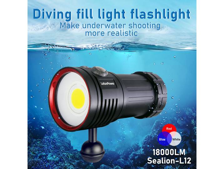 LetonPower lampe de poche de plongée 18000Lumens rechargeable éclairage sous-marin 100m torche étanche pour la photographie vidéo lumière de remplissage
