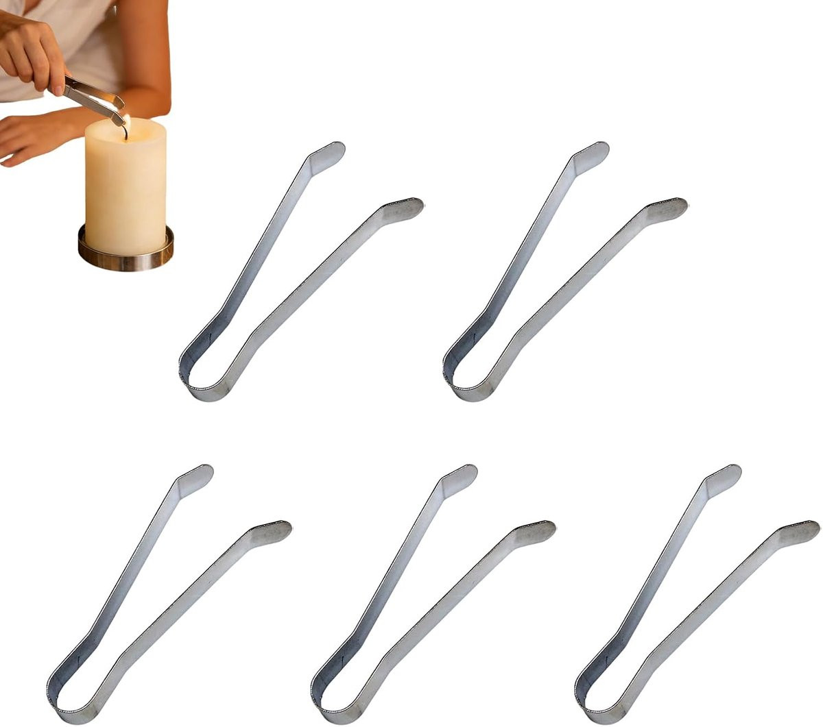 Kaars Doof Tool Vlam Doffer - 5 stuks - Zilverkleurig - Hittebestendig staal