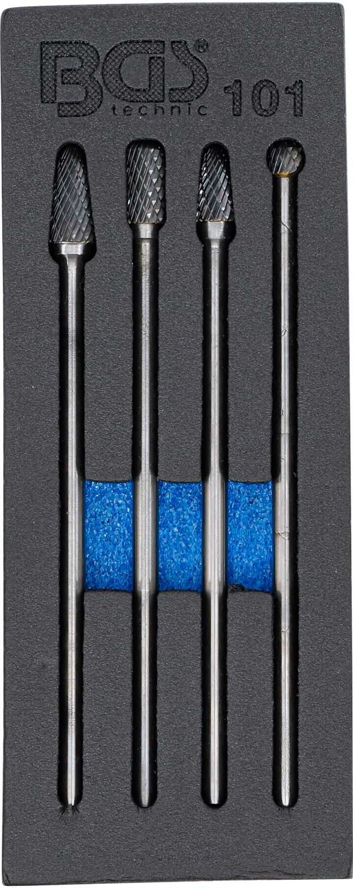 BGS technic HSS-Fräser-Satz, extra lang, 4-tlg. aus Stahl mit Fräsern für Metall, 101)
