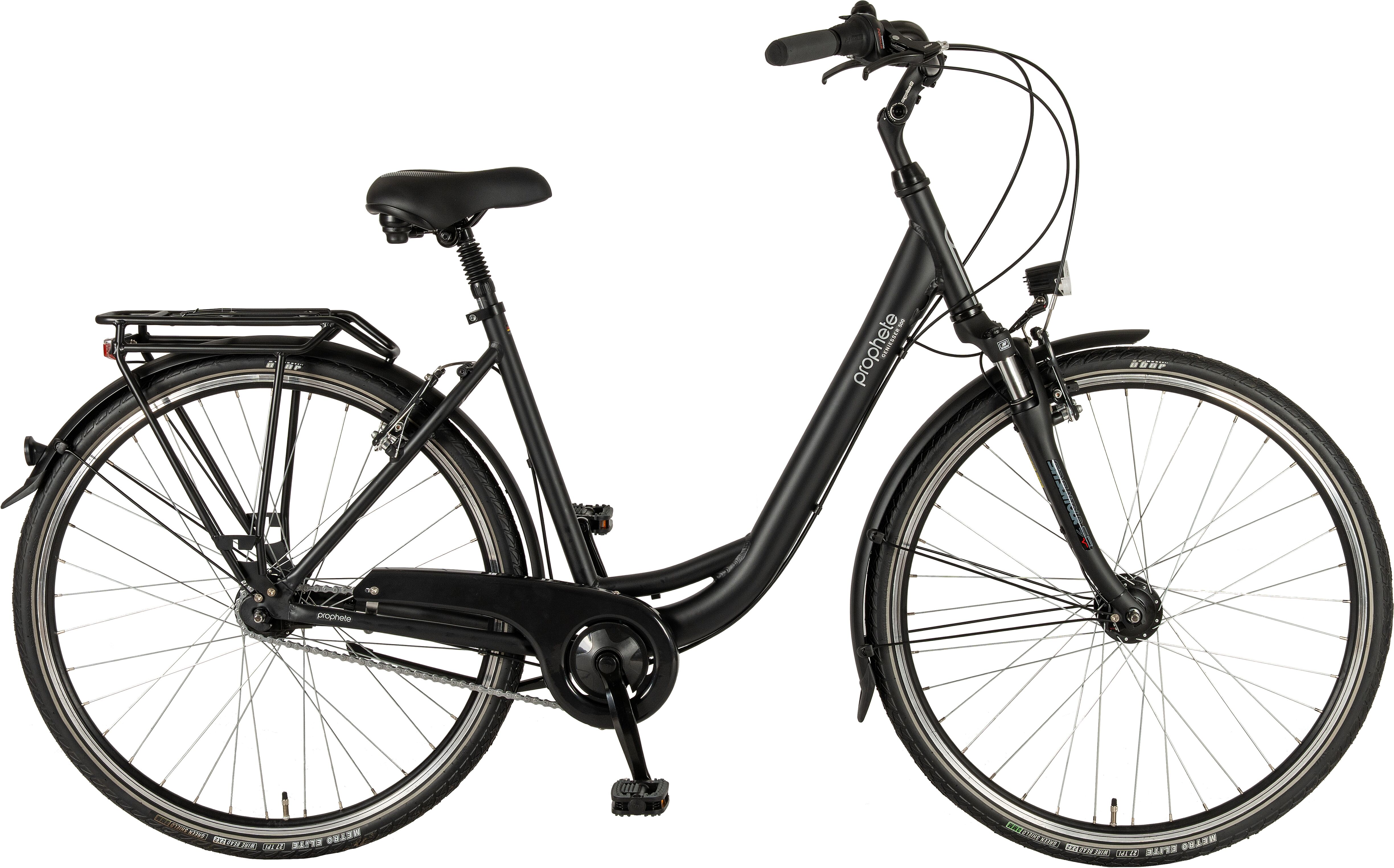 Cityrad PROPHETE "Prophete Geniesser 500" Gr. 50, schwarz, Fahrräder, Kinder, 50cm, 28 Zoll (71,12cm) hinten: 28 Zoll (71,12cm), Cityrad
