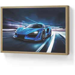 WANDLEUCHTE MIT AKKU Auto - Blau - Jungen - Kind Beleuchtung 60x40 cm Wandlampe