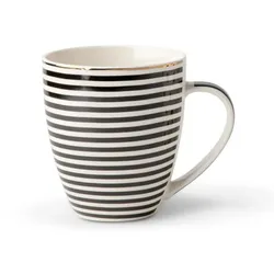 Kaffeebecher Jessica 675 ml Porzellan Schwarz, Weiß Schwarz /