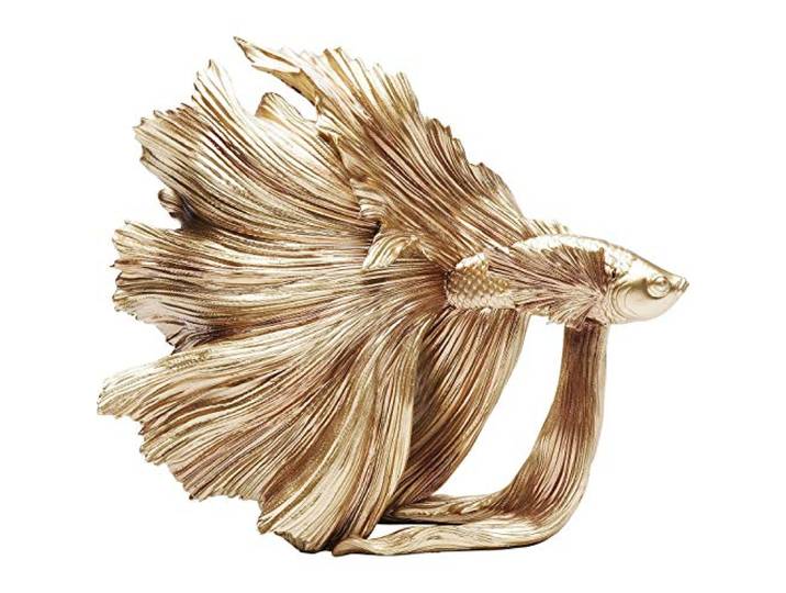 Kare Design Deko Figur Betta Fish, Gold, 27x24x14 cm handgefertigt, fürs Wohnzimmer, vielseitig kombinierbar