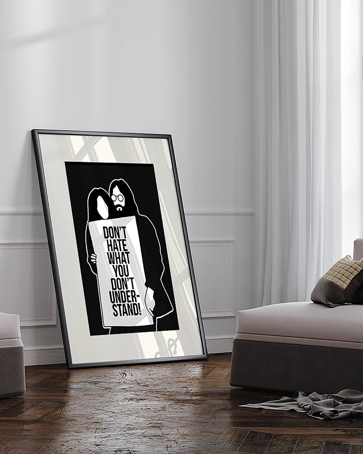 home24 John and Yoko wanddecoratie, multicolor, 73 x 93 cm