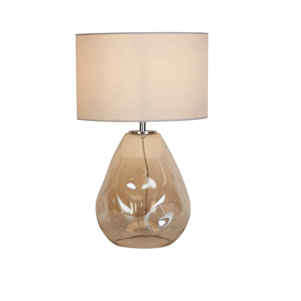 Searchlight Devon Schemerlamp met glazen kap en witte stoffen kap, modern design