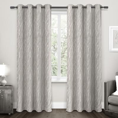 ATI Home Forest Hill Woven Room Darkening Blackout Grommet Top Curtain Panel Pair