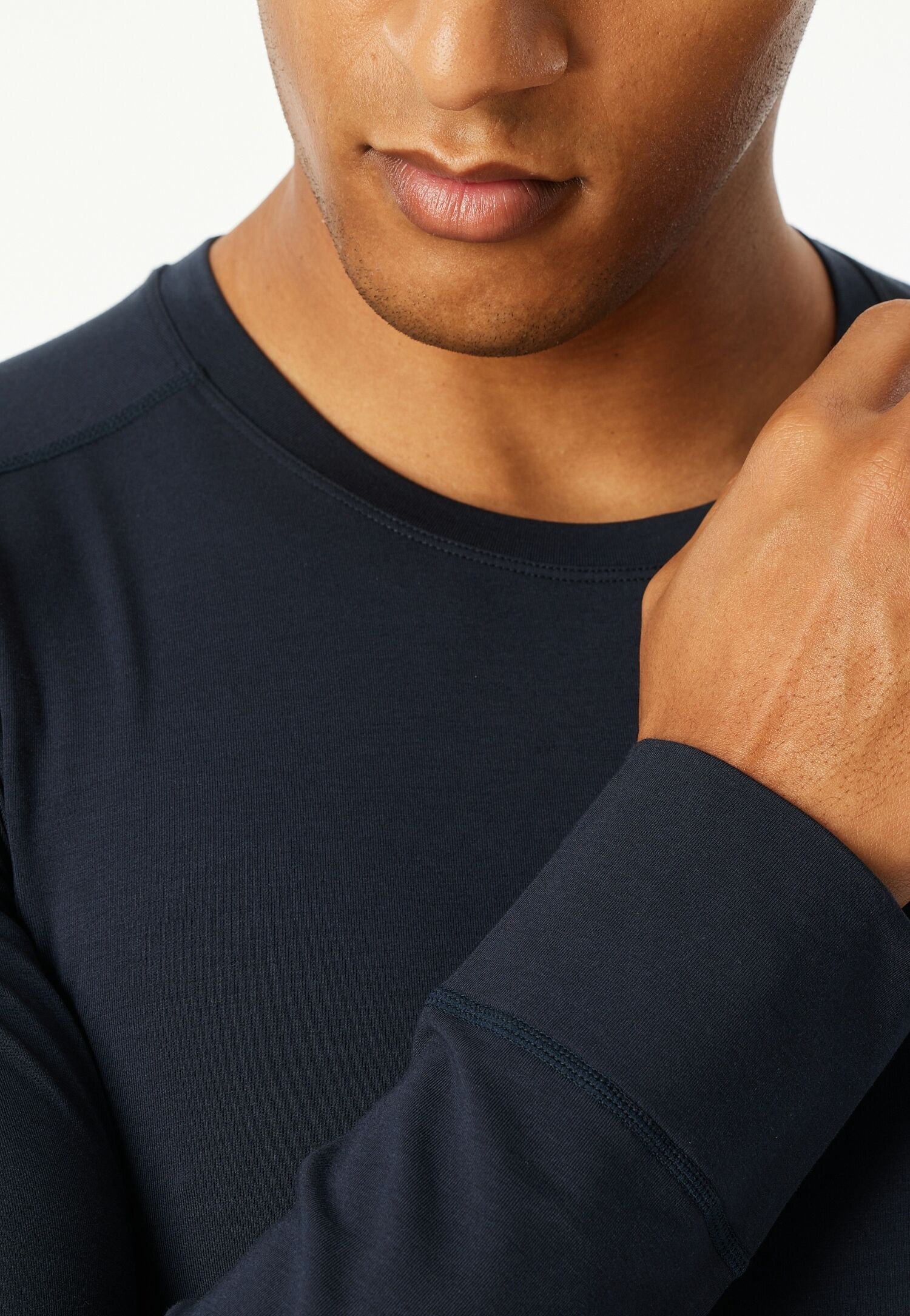 Langarmshirt SCHIESSER "Casual Warming", Herren, Gr. 4, blau (804, nachtblau), Obermaterial: 35% Viskose, 30% Baumwolle, 25% Polyacryl, 10% Elasthan, Basic hüftbedeckend, Rundhals, Shirts Langarmshirt