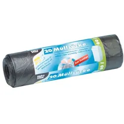 Papstar 20 Müllsäcke mit Zugband 60 L grau grau, 65x75 cm