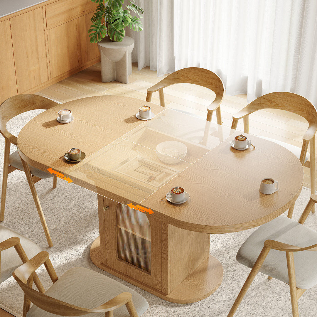 Brayden Studio 150 cm Extendable Dining Table with Wood Base Natural