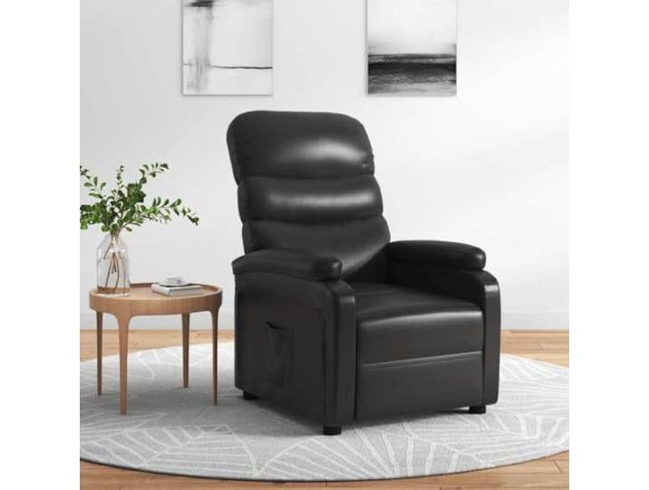 WHOPBXGAD Kunstleder 3 Positionen Manuell Schwarz 22.0 Relaxsessel Schwarz Kunstleder mit manueller 3-Positionen Liegefunktion und verstellbarer Rückenlehne