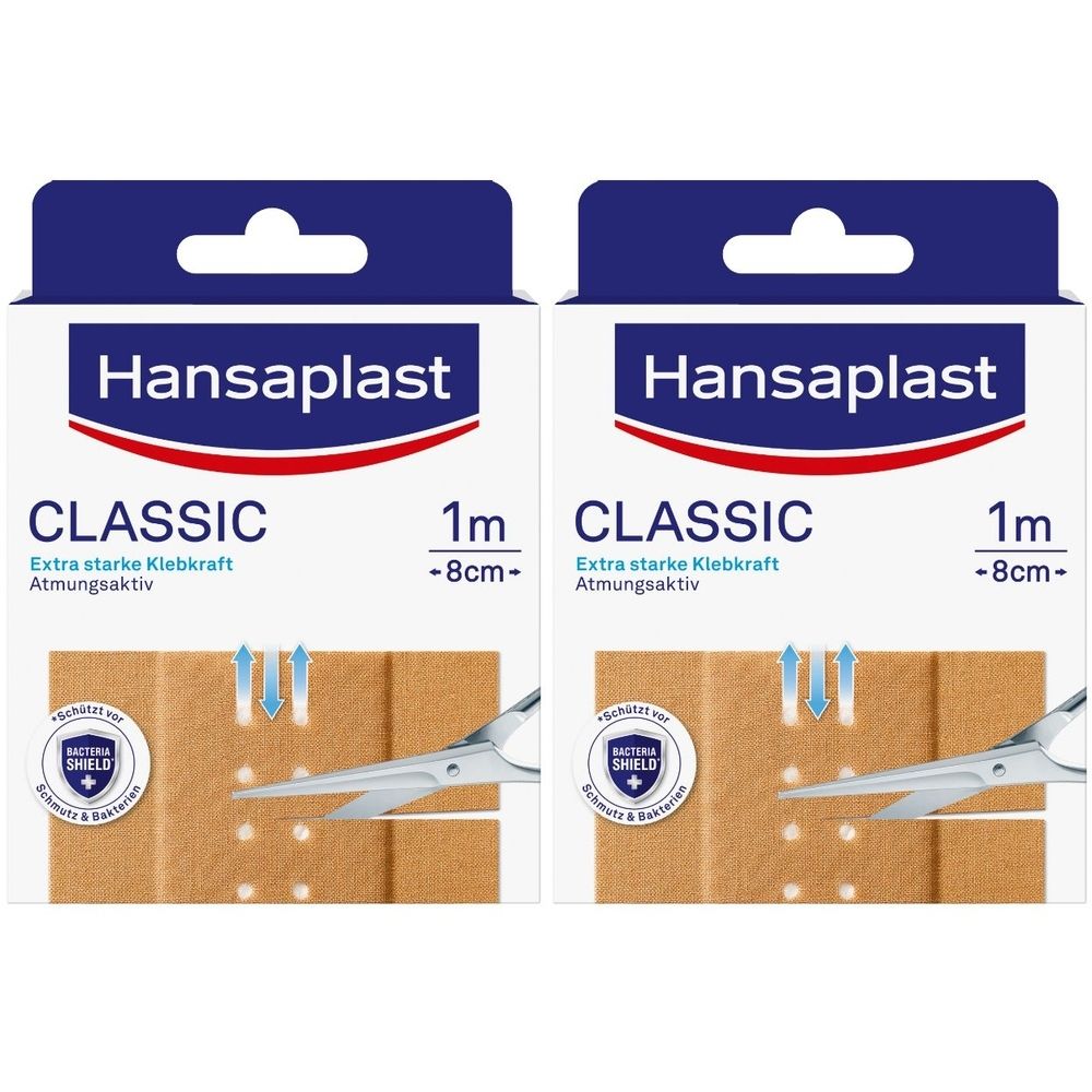 Hansaplast Classic Pflaster 8cm x1 m 2x 2x1 St