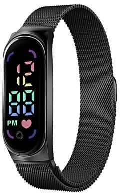 Top Demand Picks Waterproof Digital LED Watch For Women With Touch Display And Magnetic Strap black