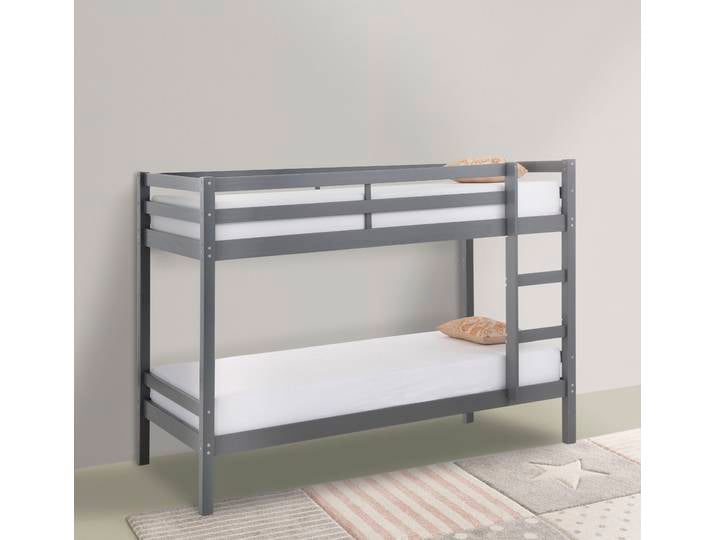 Etagenbett GOODPRODUCT Alpi , grau, B:103cm H:142cm L:208cm, Etagenbetten, Etagenbett, Massivholz (Kiefer), Stockbett
