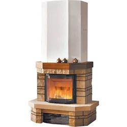 Natursteinkamin 4/10.0 5 kW - Naturstein - Radiante 600/57K-E - mit Holzbalken