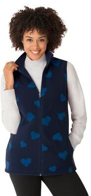 Women's Zip-Front Microfleece Vest by Woman Within in Royal Navy Sweethearts (Size 3X)