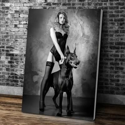 Uplift Essentials Canine Narrative Canvas High Definition Doberman Architectural Art style 9 19.7 X 27.5 In