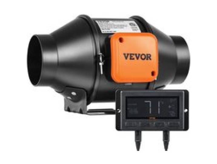 VEVOR Ventilateur d'Extraction 100 mm Extracteur d'Air Conduit 348 m³/h 25 W Régulateur Température Humidité Silencieux Moteur Électrique pour Refroidissement Tentes Croissance Cultures Hydroponiques