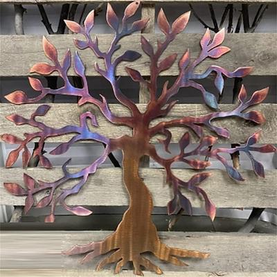 Baum Metall Wanddekoration Baum des Lebens Metall Wandkunst Vogel Ornament Zuhause Schlafzimmer Wohnzimmer Fensterdekoration