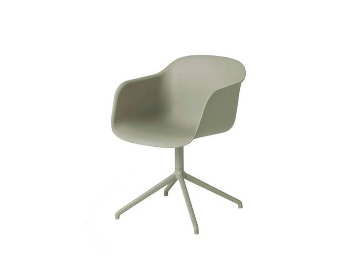 Muuto Fiber armchair Bürostuhl mit drehbarem Gestell Dusty green, Grünes Gestell