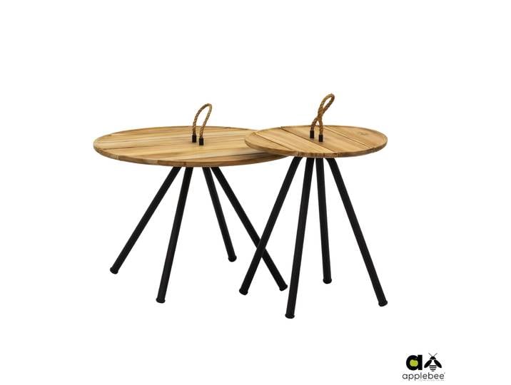 Apple Bee Elle Kaffeetisch 2er Set Aluminium/Teak