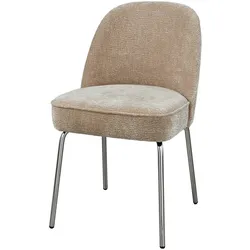 Esszimmerstuhl Vogue aus Chenille-Stoff, modernes Design, Chrome-Gestell, sandfarben