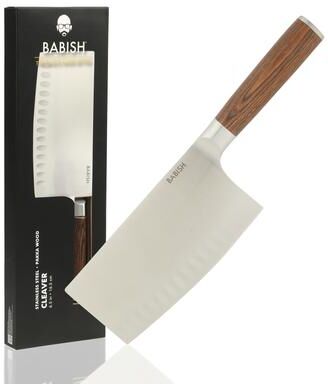 Babish High Carbon 1.4116 German Steel Full Tang 6.5-Inch Forged Cleaver Knife - for Heavy-Duty Chopping and Slicing