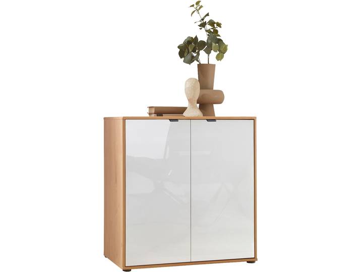 Kommode WIEMANN Cardiff Sideboard, Wäscheschrank, teilmassiv Erle, 80 cm , weiss (weiß), Erle,Front Glas weiss, Erle, Sideboards, Kommode, verschiedenen Ausführungen, inklusive Einlegeboden