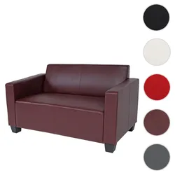 Modular 2-Sitzer Sofa Couch Lyon, Kunstleder ~ rot-braun