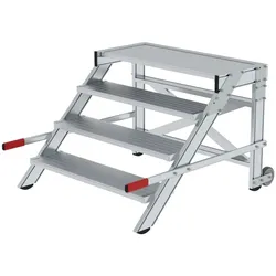 PROREGAL Arbeitspodest fahrbar | Stufenbreite 100cm | 4 Stufen | Aluminium geriffelt | Rutschfeste Kunststoffschuhe