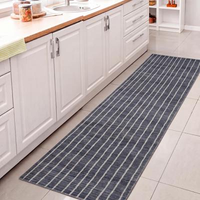 JONATHAN Y Orton Distressed Ticking Stripe Non-Slip Machine-Washable Rug