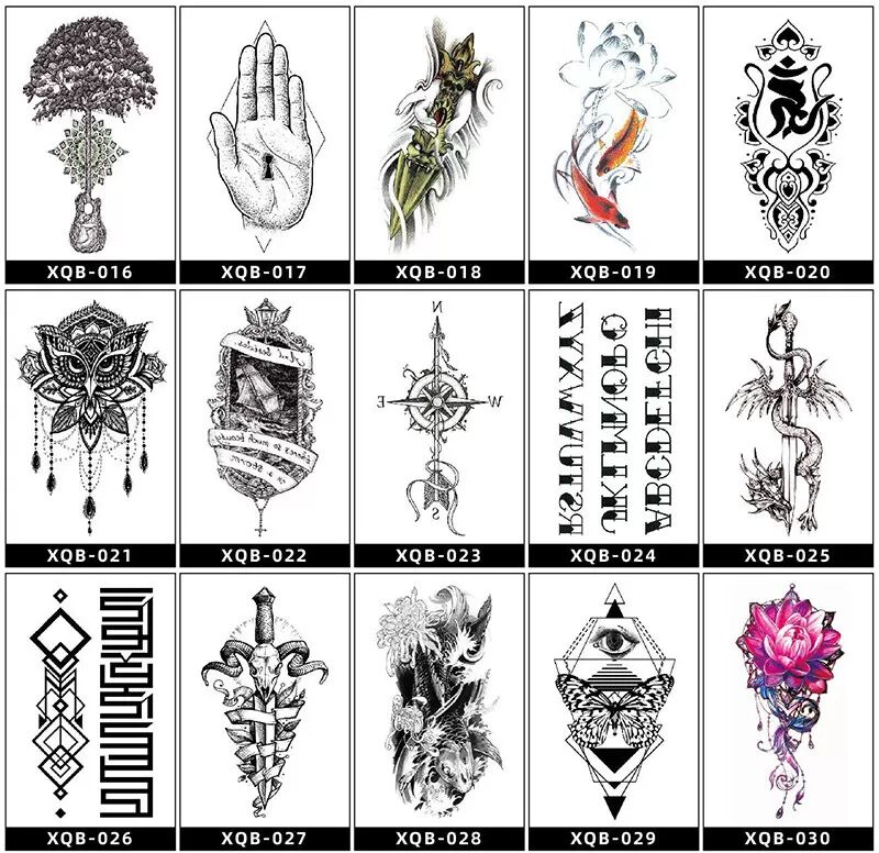 INF Schwarzer temporärer Tattoo-Aufkleber, realistische wasserdichte Körperkunst 1
