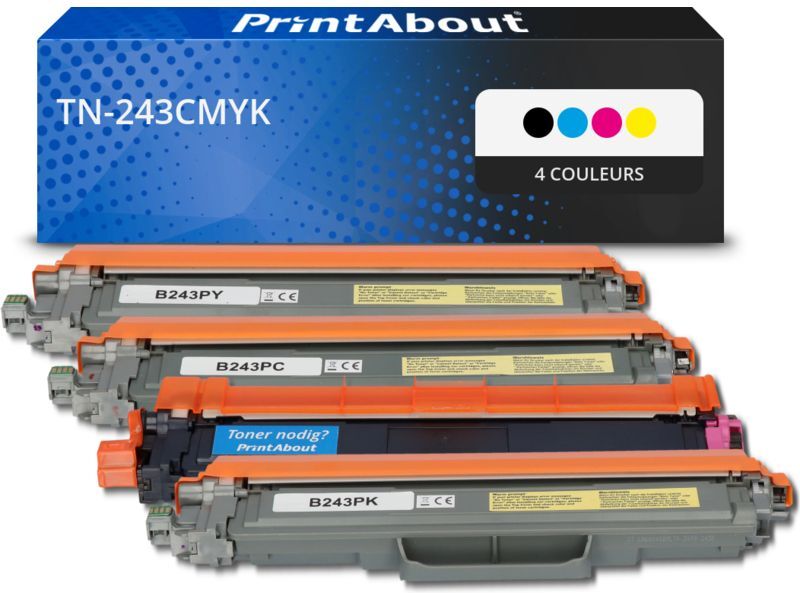 PrintAbout Toner compatible Brother TN-243CMYK - 4 couleurs - Multipack 4 couleurs