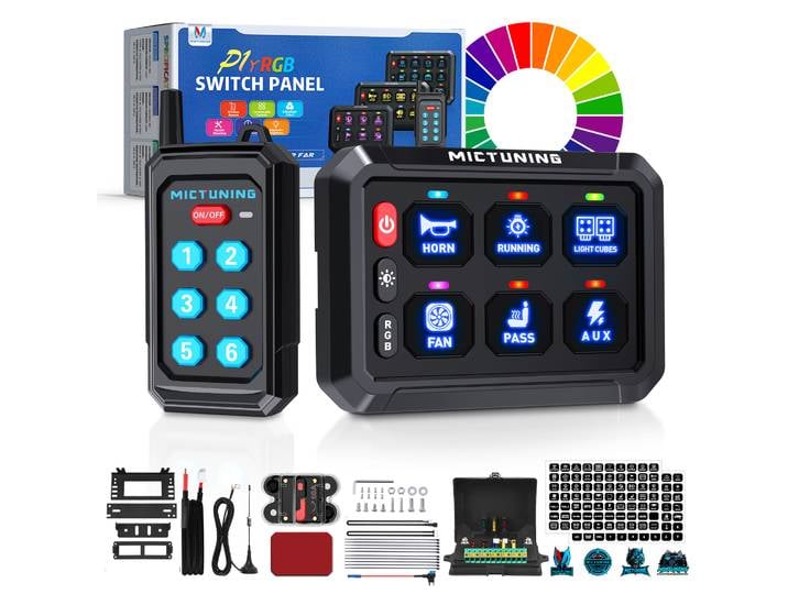 Panneau de commutation RGB 12-24V, 6 gangs, avec télécommande sans fil, interrupteur à bascule, système de relais de contrôle de Circuit momentané pour camion RV
