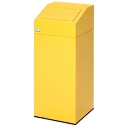 PROREGAL Selbstlöschender Wertstoffsammler "Wertstoffe" | 47 Liter, HxBxT 79x32x32cm | Verzinkter Stahl | Gelb | Mülleimer Abfalleimer Müllkorb
