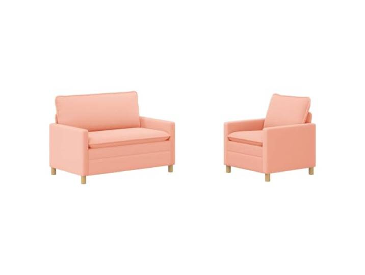 Makastle Sofa Couch 2er Set Rosa Stoff