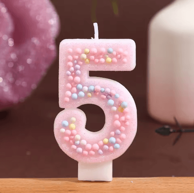 Inspire Picks Macaron Ball Number Birthday Candle Set Colorful Threaded Digital Cake Decorations 5