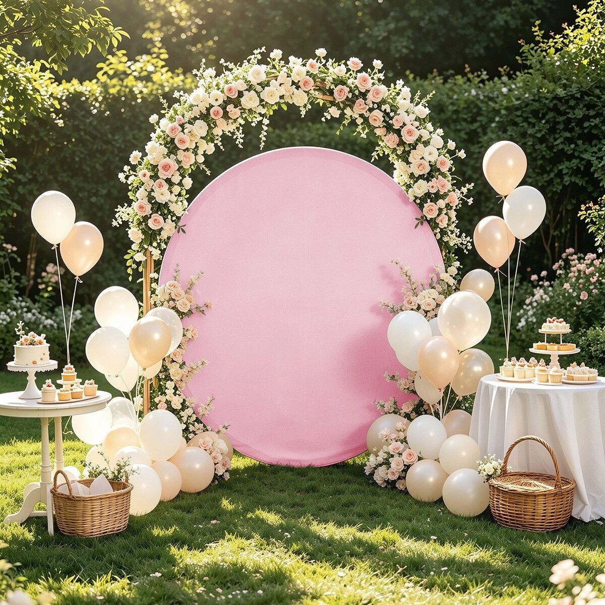INF Stretch-Hintergrundbezug – Elastischer Polyester-Hintergrund für Hochzeit, Party und Laufsteg, 180cm x 180cm Rosa
