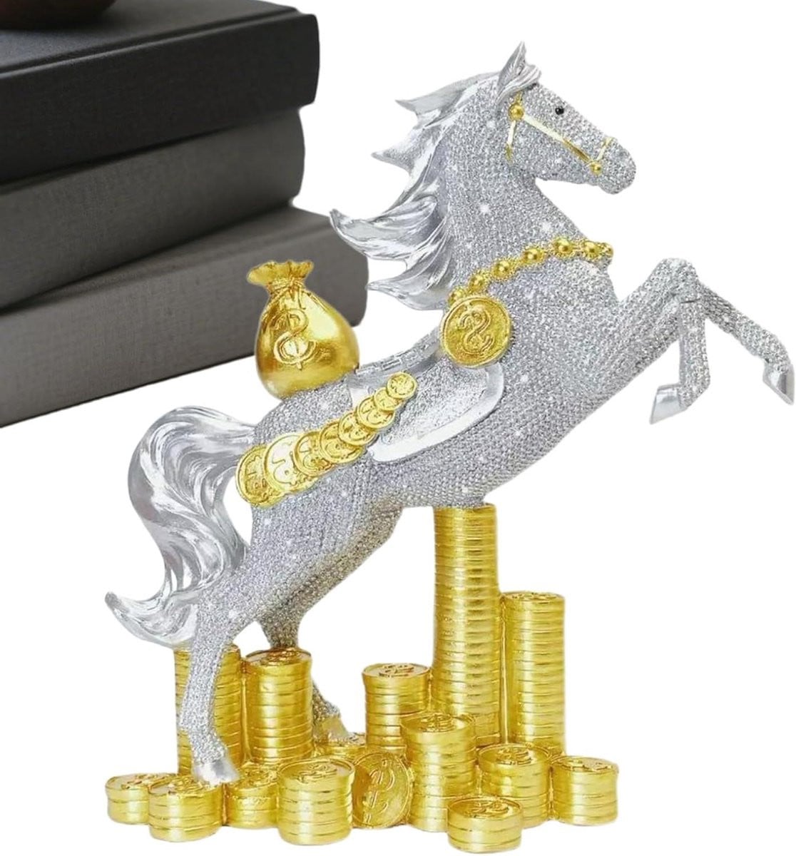 Zilveren Paard Beeldje Decoratie Ornament Welvaart Symbool