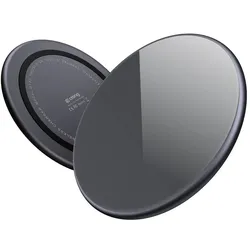 Crong PowerSpot Schnell- Kabelloses Ladegerät – Aluminium- 15W USB-C Qi Kabelloses Ladegerät s krytem aus tvrzeného skla (stínivě schwarz)