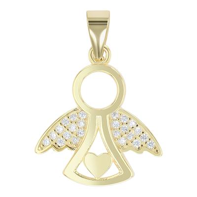 Engelanhänger AKZENT "Parivash" aus 925 Sterlingsilber, rhodiniert, langlebig", gold (vergoldet), Schmuckanhänger, Damen, Silber 925 (Sterlingsilber)