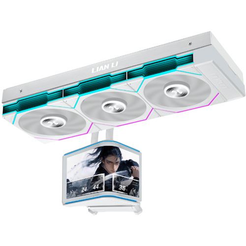 Lian Li HydroShift II OLED Curved 360 UNI FAN TL AiO-Wasserkühlung, 360 mm, OLED-Display, TL-FLEX-Lüfter - weiß