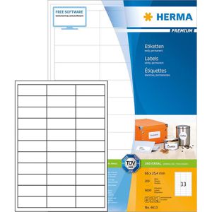 Herma Premium 4613 6600 Etiketten weiß 66x25.4 mm, 6600 Stück